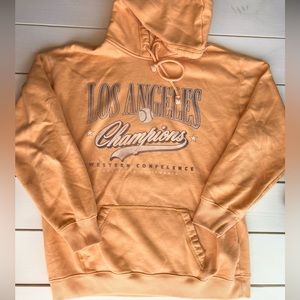 HOLLISTER Peach Orange Los Angeles Graphic Hoodie w/Pocket Oversized Size S